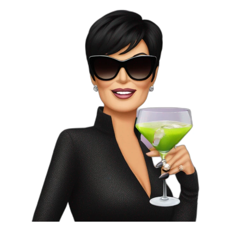 Kris Jenner with sunglasses drinking a martini sticker
