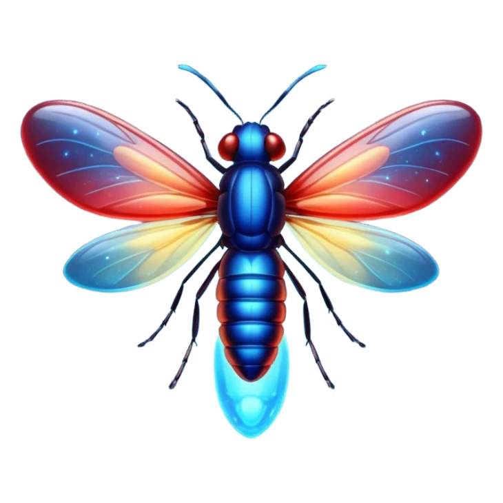 glitter red and blue firefly sticker