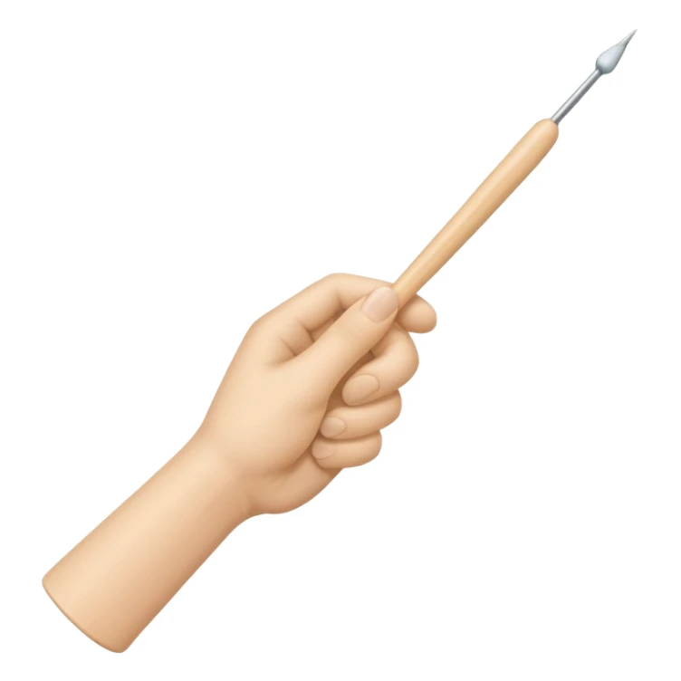 hand holding 1 knitting needle sticker