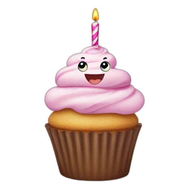 Birthday cupcake with a happy face sticker