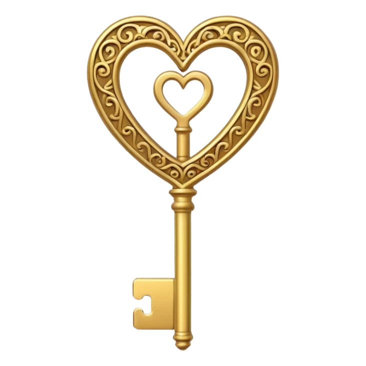 gold heart key sticker