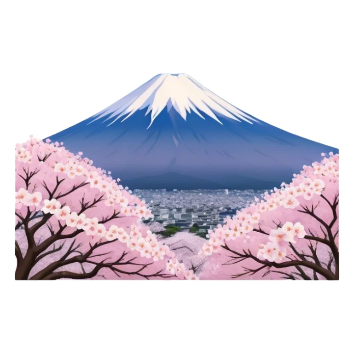 mount fuji with sakuras, no frame sticker