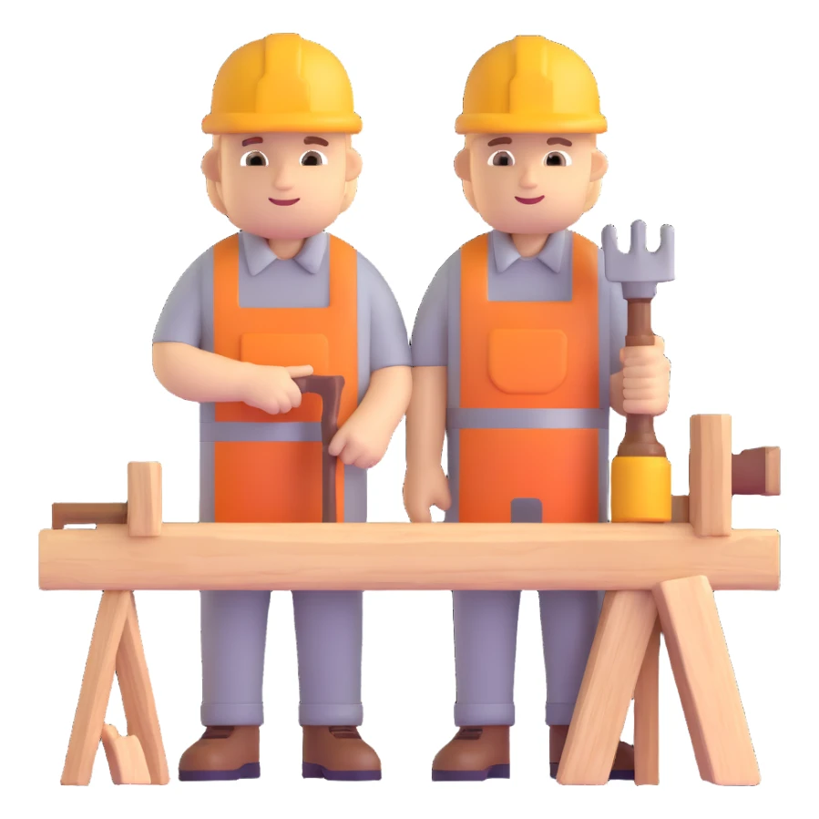 carpenter in workshop with wood sticker