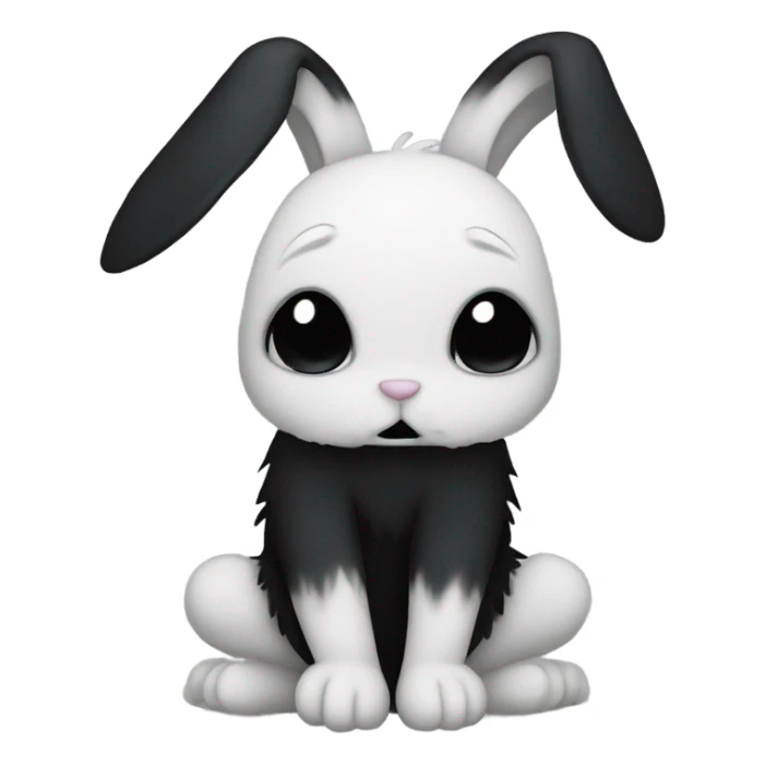 A depressed Emo rabbit with black fur sticker