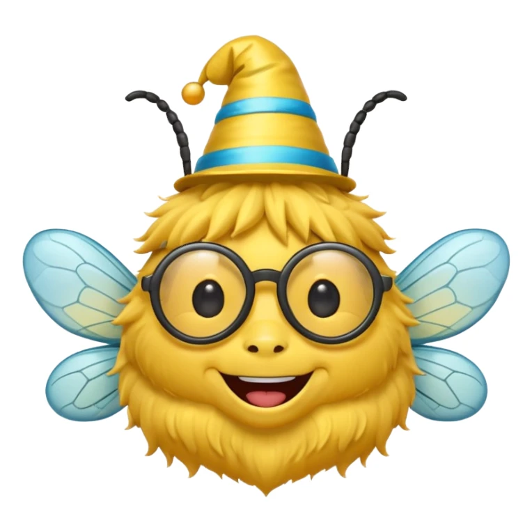 party hat bee with glasses sticker