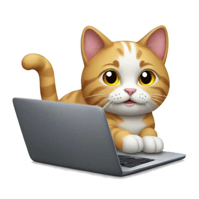 cat with laptop sticker