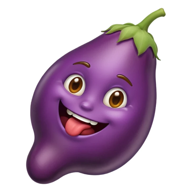 Emoji eating an Eggplant sticker