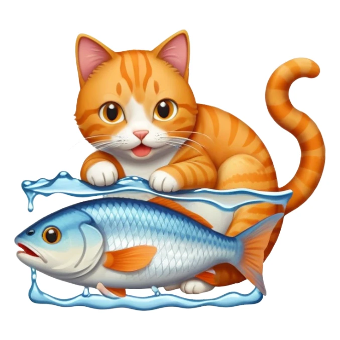 A cat eat fish sticker
