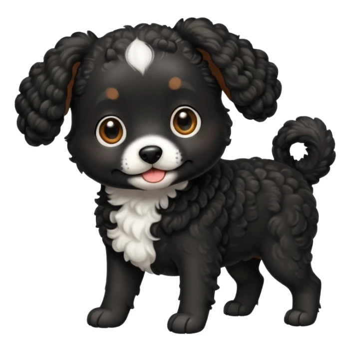small black curly dog sticker