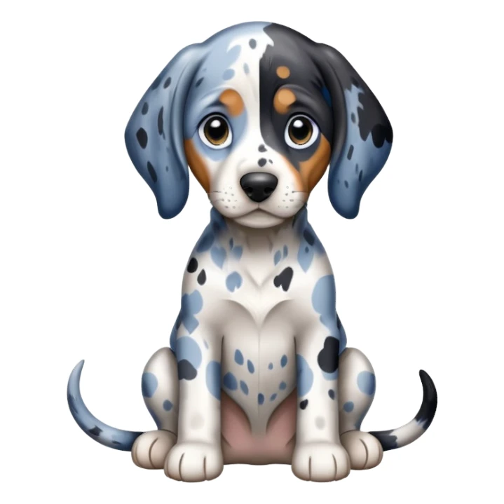 cute bluetick coonhound puppy sitting, white coat with blue-black mottled pattern sticker