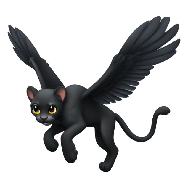 winged black puma flying sticker