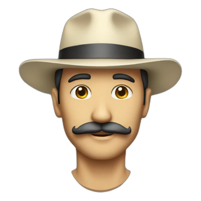 A man with a long mustache and wearing a hat sticker