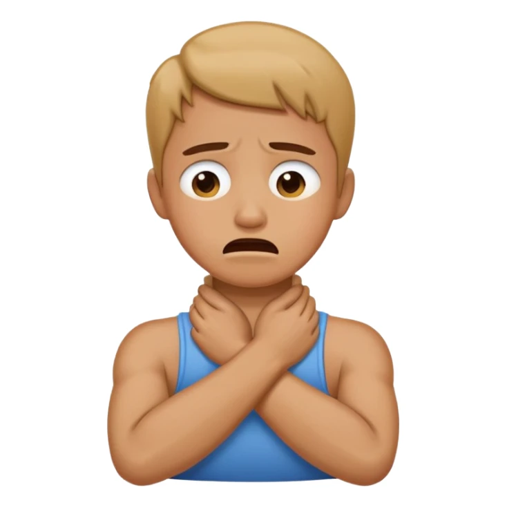 Arms crossed holding neck choking and crying sticker