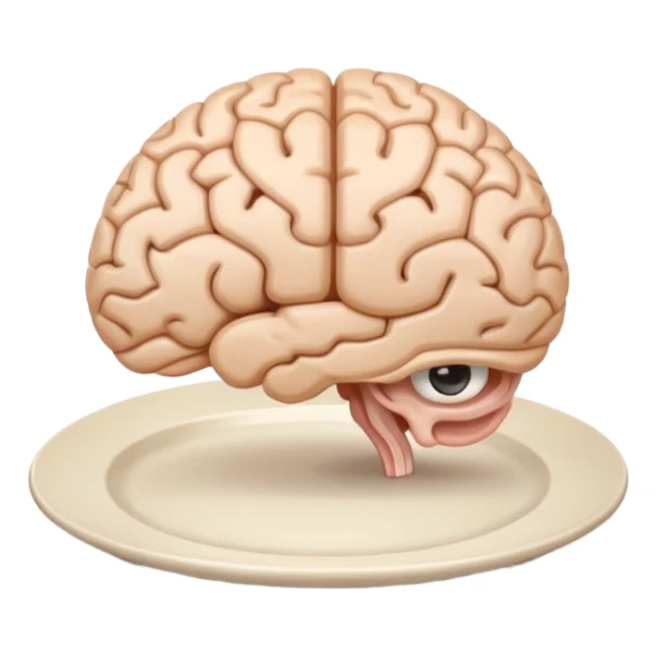 Brain on a plate next to head  sticker