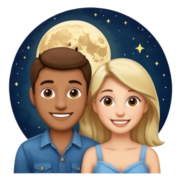 couple talking with moon in the background sticker