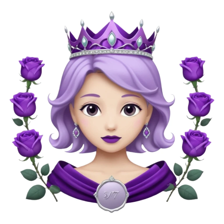 Purple shadow rose silver circle plaque with silver tiara sticker