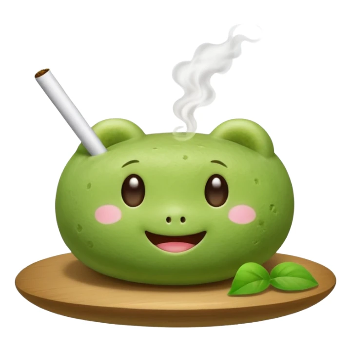 Matcha mochi cute face smoking joint sticker