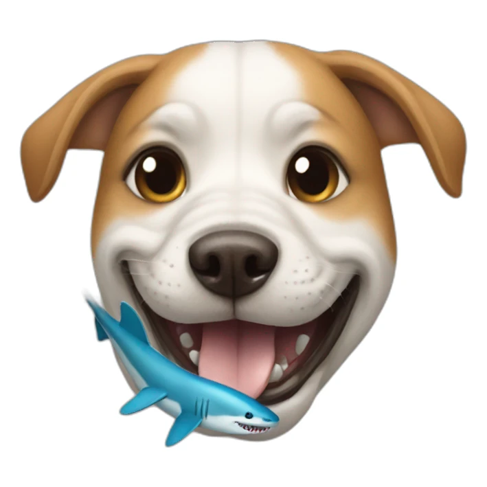 dog with shark sticker