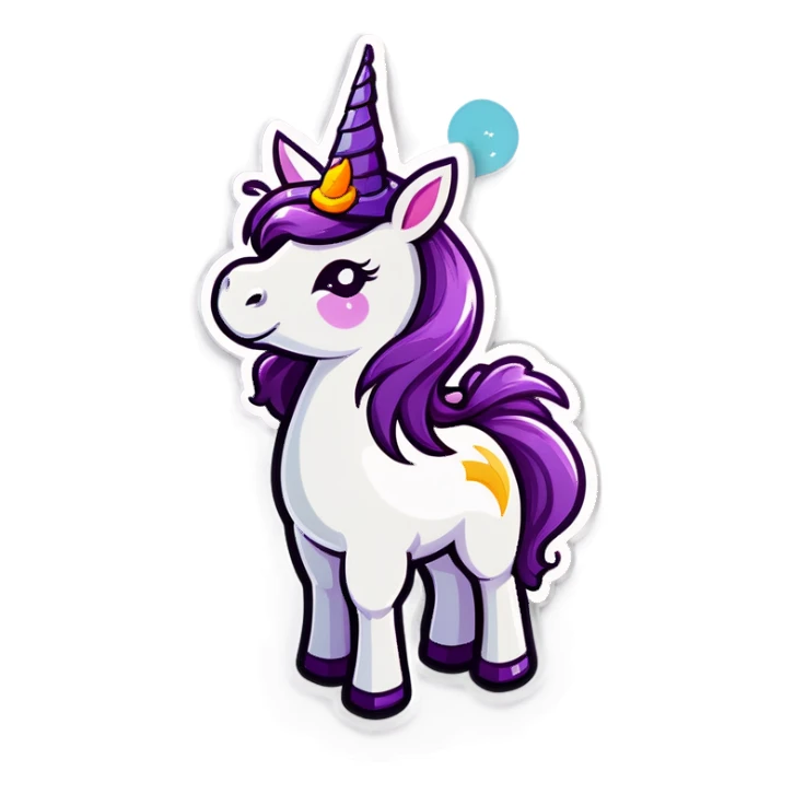unicorn with witch hat sticker