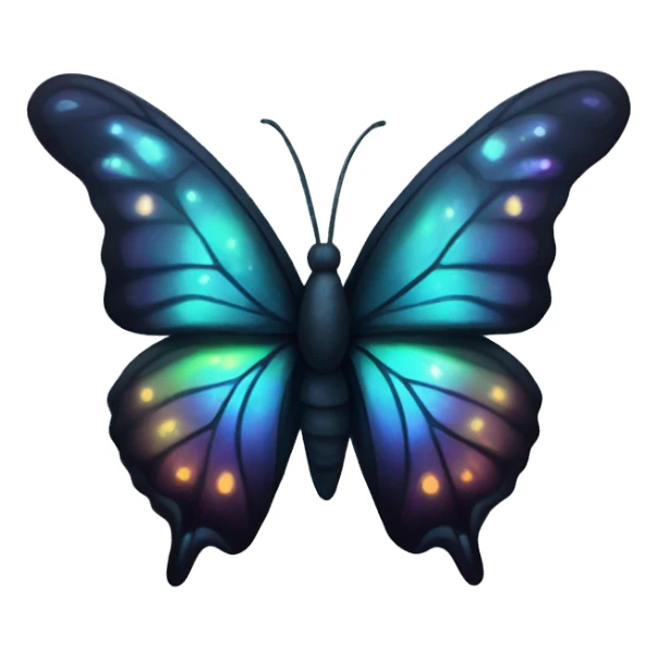 Dark iridescent butterfly glowing sticker