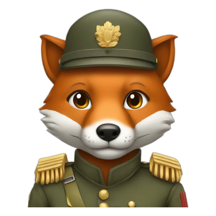 A fox wearing a soldier uniform sticker