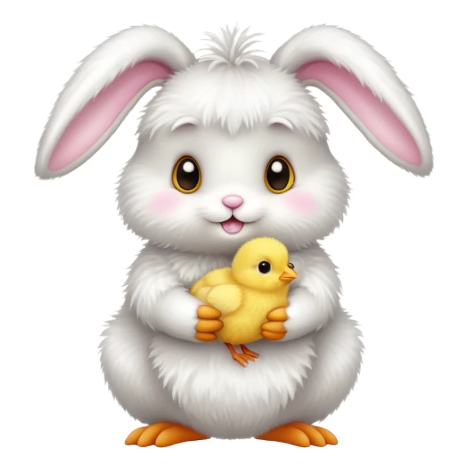 Cute easter bunny with small baby chick sticker