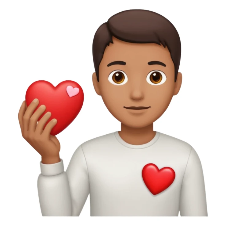 A single man with heart in his hand  sticker