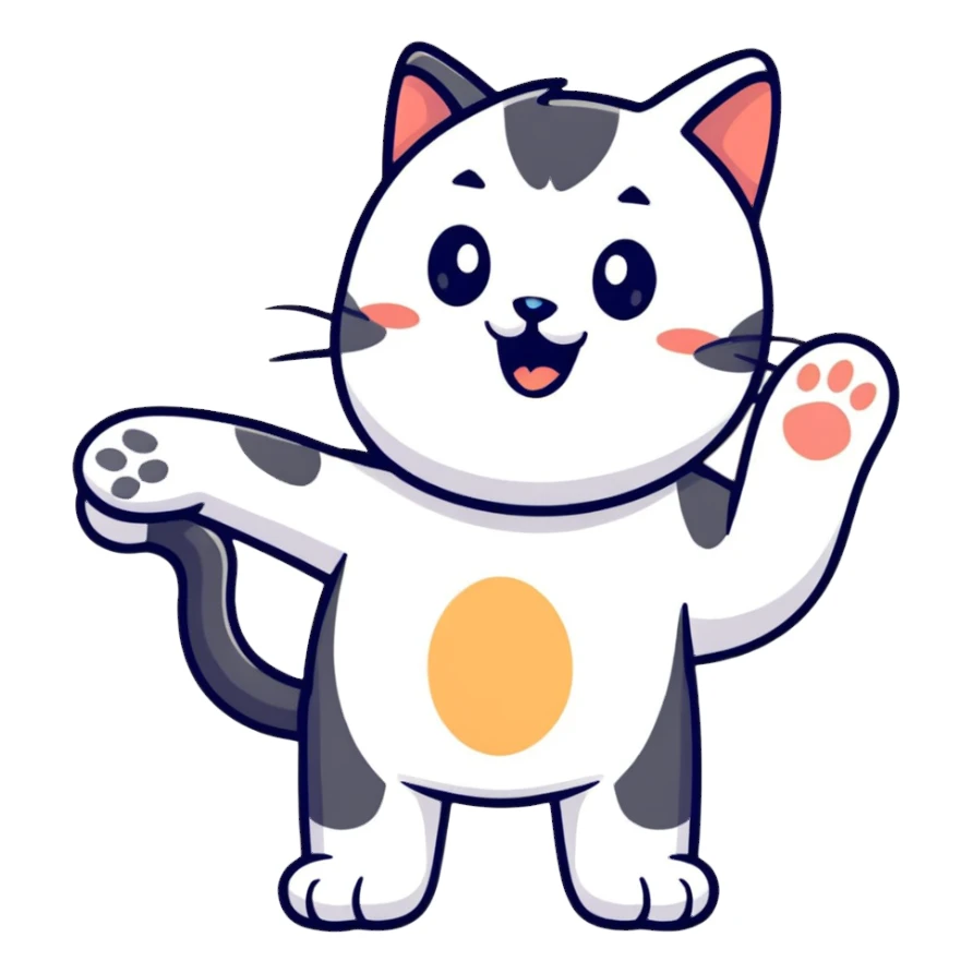 Playful cat with paws up sticker
