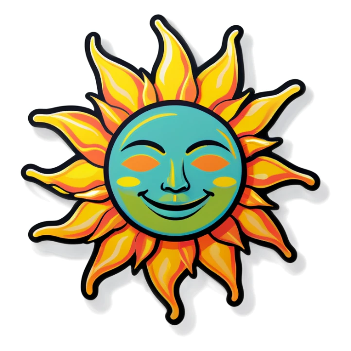 Pop art sun sticker