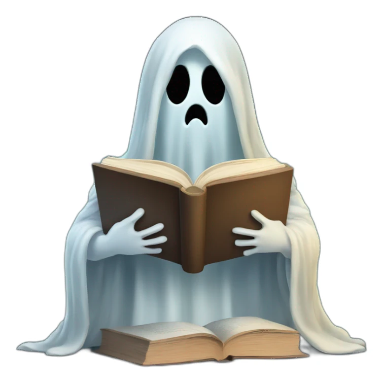 Ghost reading a book sticker