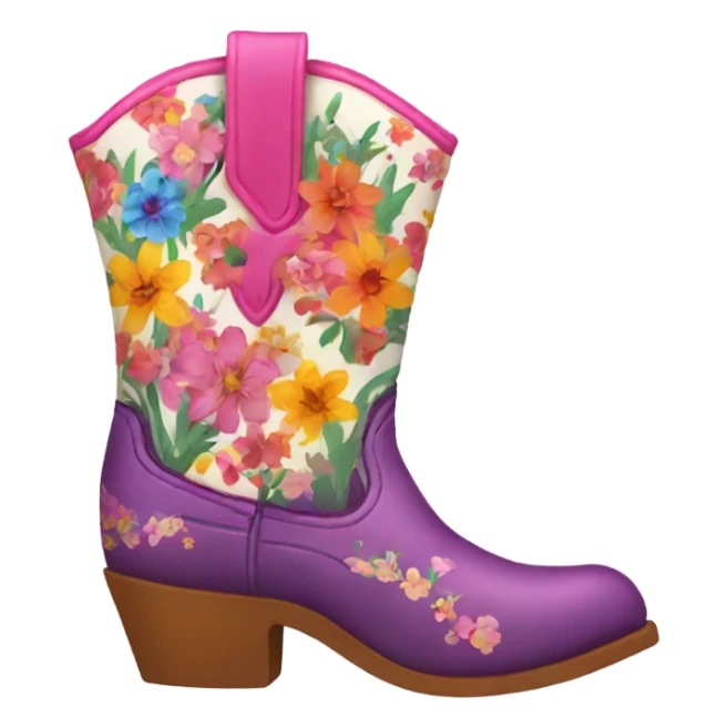 vibrant floral cowboy boot sticker
