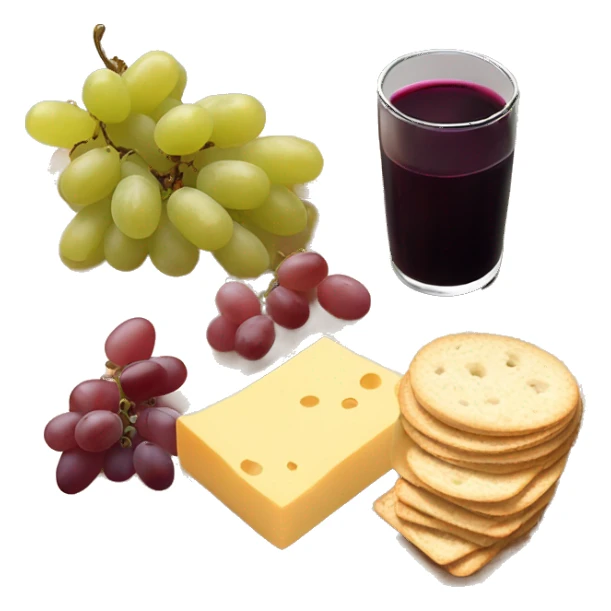 Charcuterie board with cheese grapes bread and crackers sticker