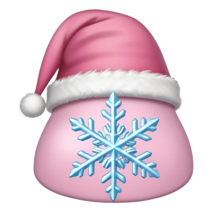 Light pink Santa hat with sparkly snowflakes  sticker