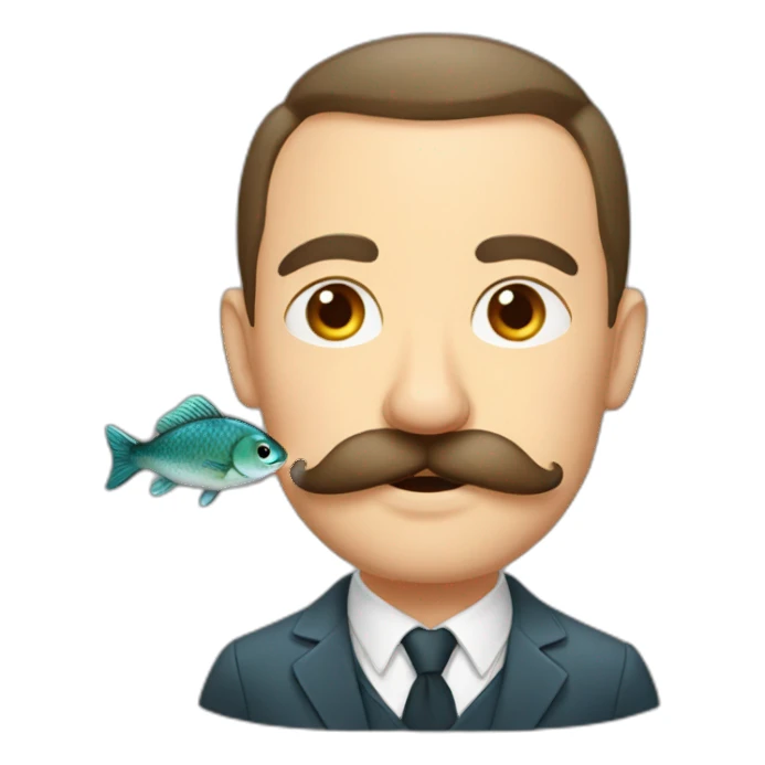 russian moustache husband with fish sticker