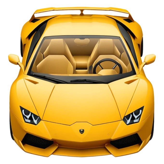 "Create a top-down view 2D Lamborghini in Apple iOS emoji style. Use solid colors, clean lines, no gradients, and smooth curves. Keep the design minimalist with a white background."
 sticker