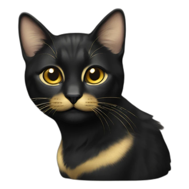 cat black gold sticker