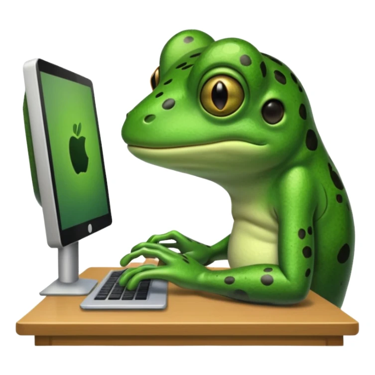 frog png with desktop computer works deeply sticker