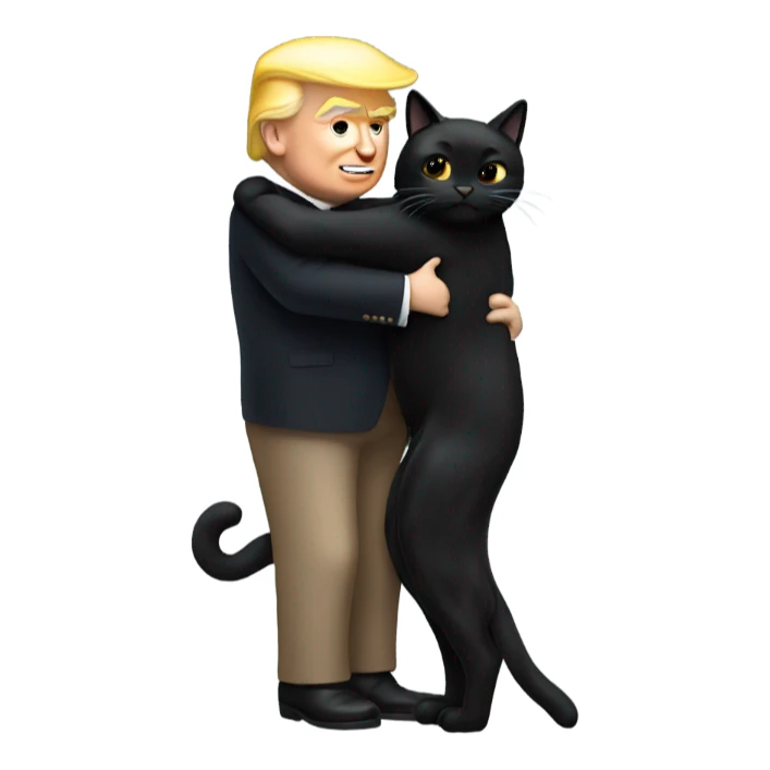 trump hugging black cat sticker