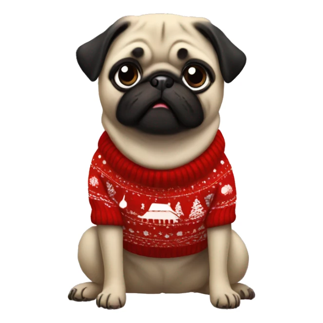 A pug with a Christmas sweater  sticker