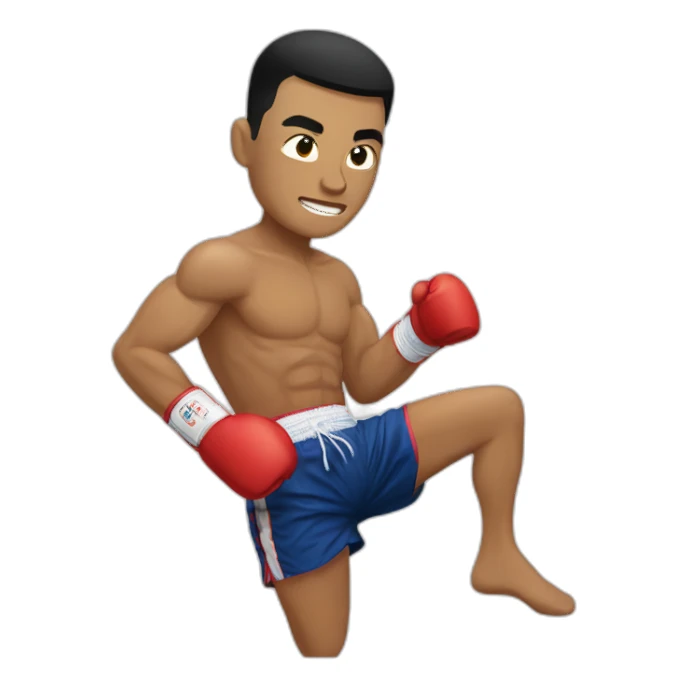 A Muay Thai Boxer strinking with his knee sticker