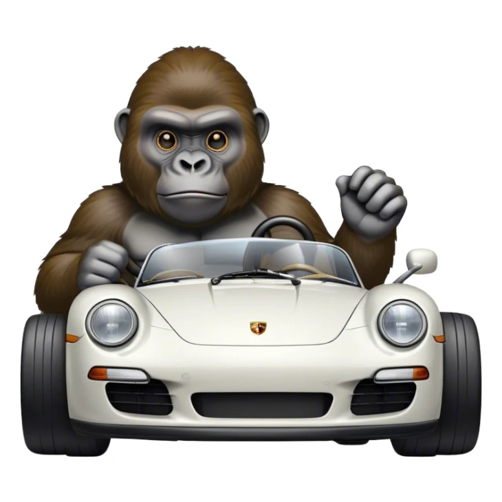 gorilla driving porsche sticker