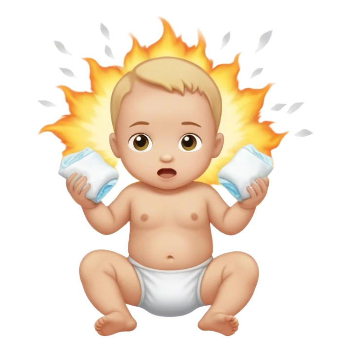 Baby blowing up a diaper sticker