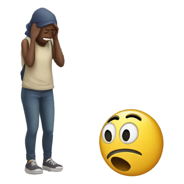 Person crying on sidewalk sticker