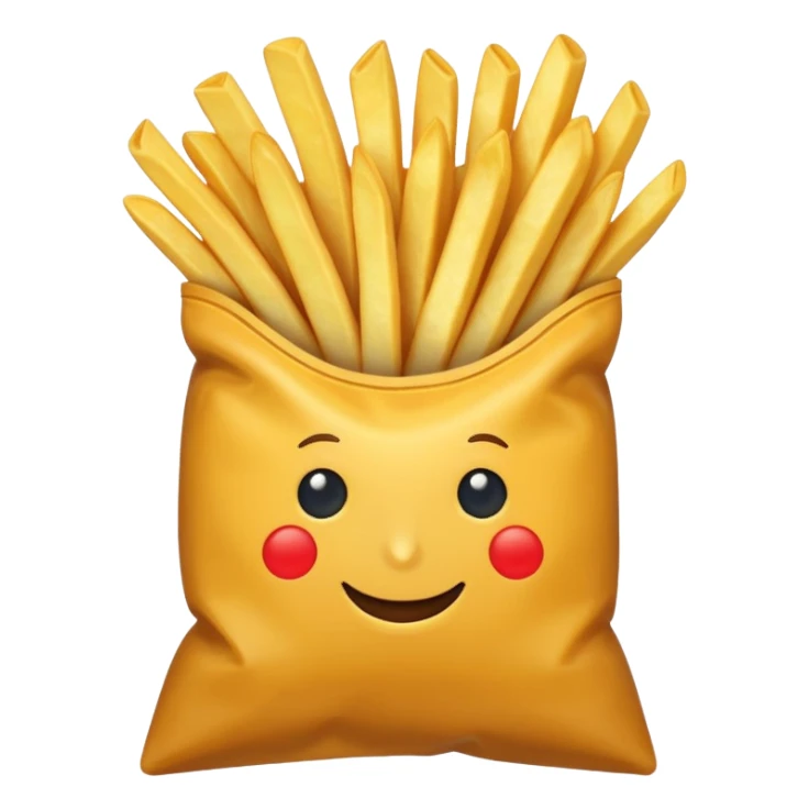 arrow showing fries being put into bag sticker