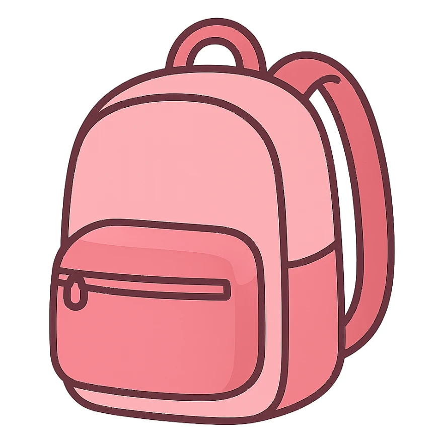 flat toon light pink backpack sticker