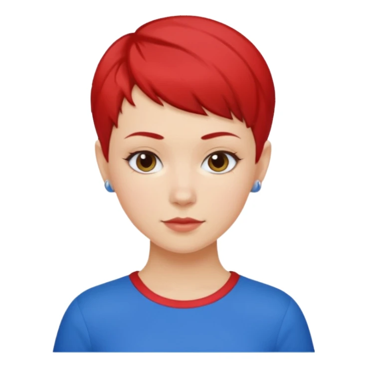 white girl pixie cut red and blue shirt sticker