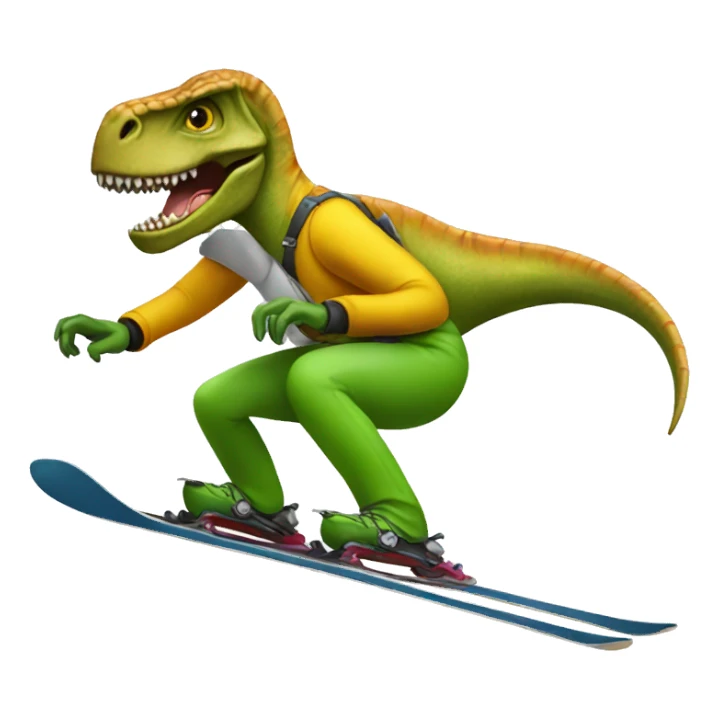 dinosaur, downhill skiing, emoji, transparent background sticker