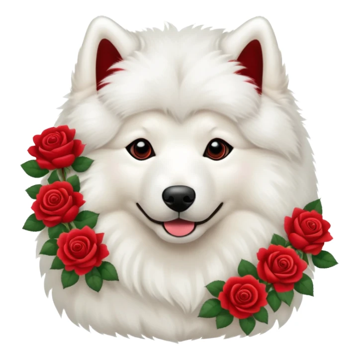 samoyed with red roses bouquet sticker