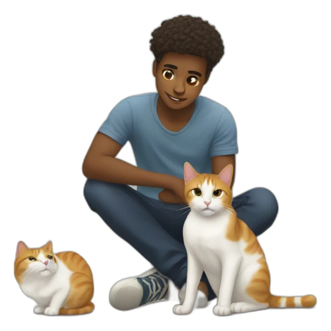 young man offers help to a cat  sticker