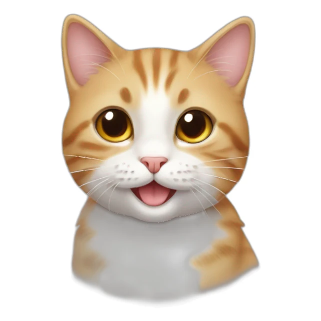 cute cat, digital art, smiling, high quality sticker